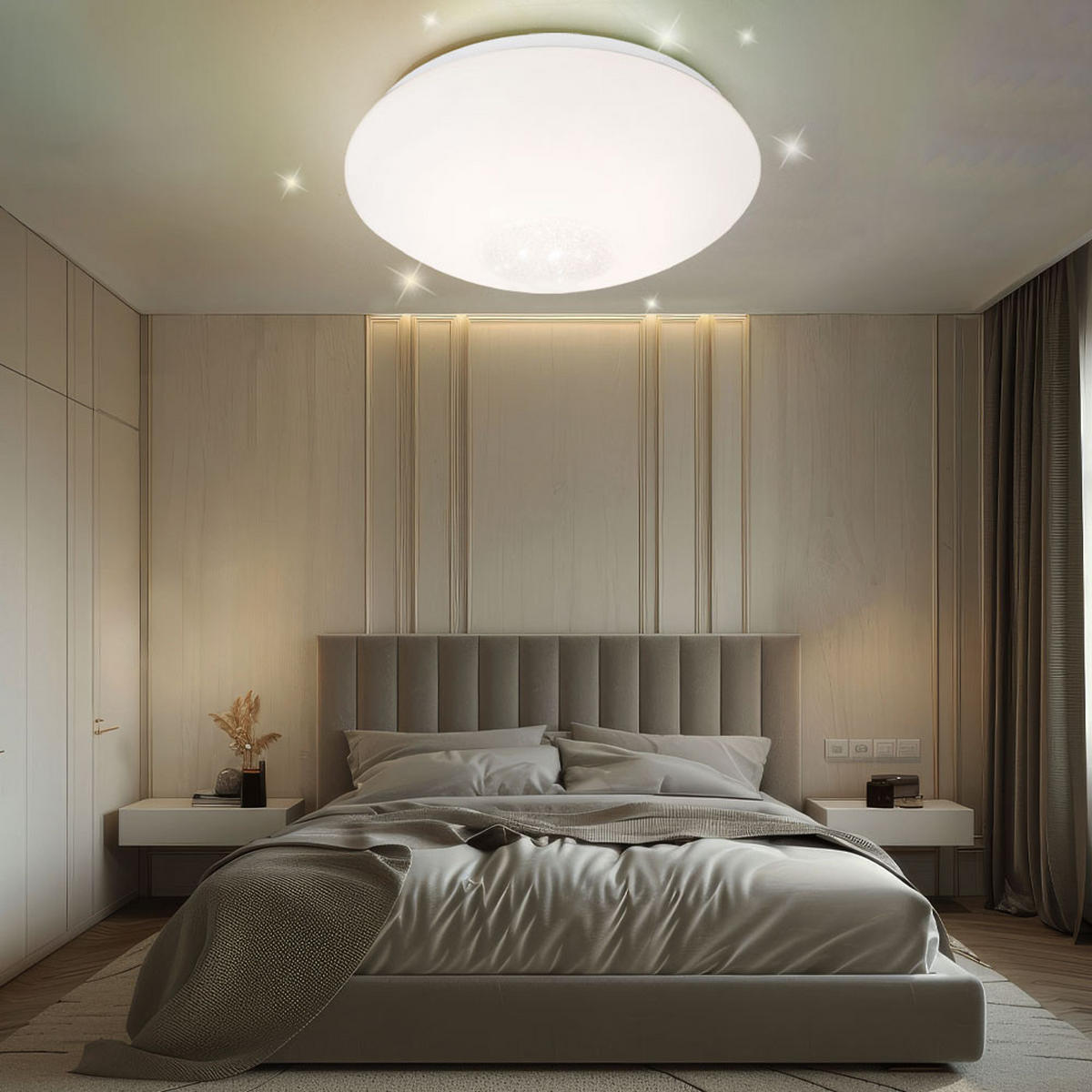 LED DECKENLEUCHTE Kristalloptik Weiß - Weiß, Glas (29/29/10cm) - Globo Lighting