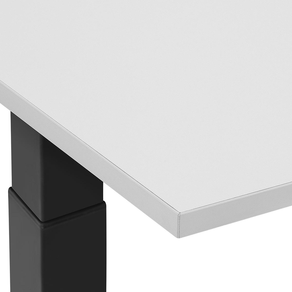 SCHREIBTISCH grau/schwarz 130/72/63-128 cm Destin - Grau, Holzwerkstoff (72/130/63cm) - Beliani