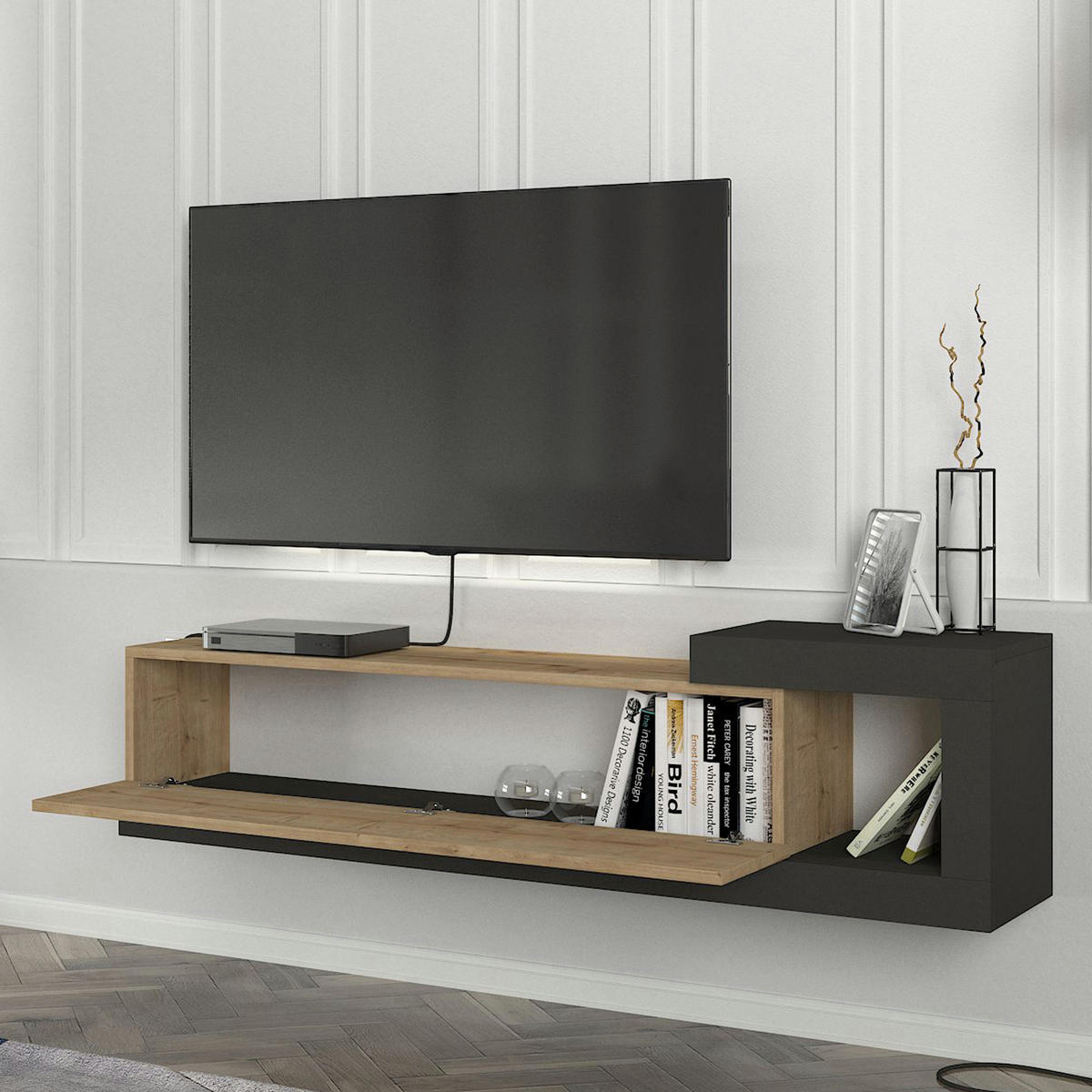TV-ELEMENT Luhanka - Eichefarben, Holzwerkstoff (150/38.5/29.5cm) - [en.casa]