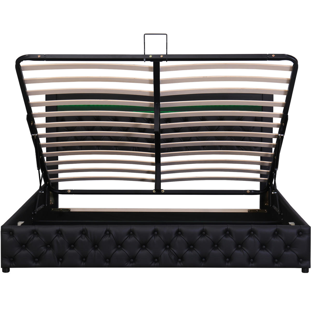 POLSTERBETT 140/200 cm Schwarz mit LED, Lattenrost und Stauraum - Schwarz, Kunststoff (140/200cm) - MIVRAY