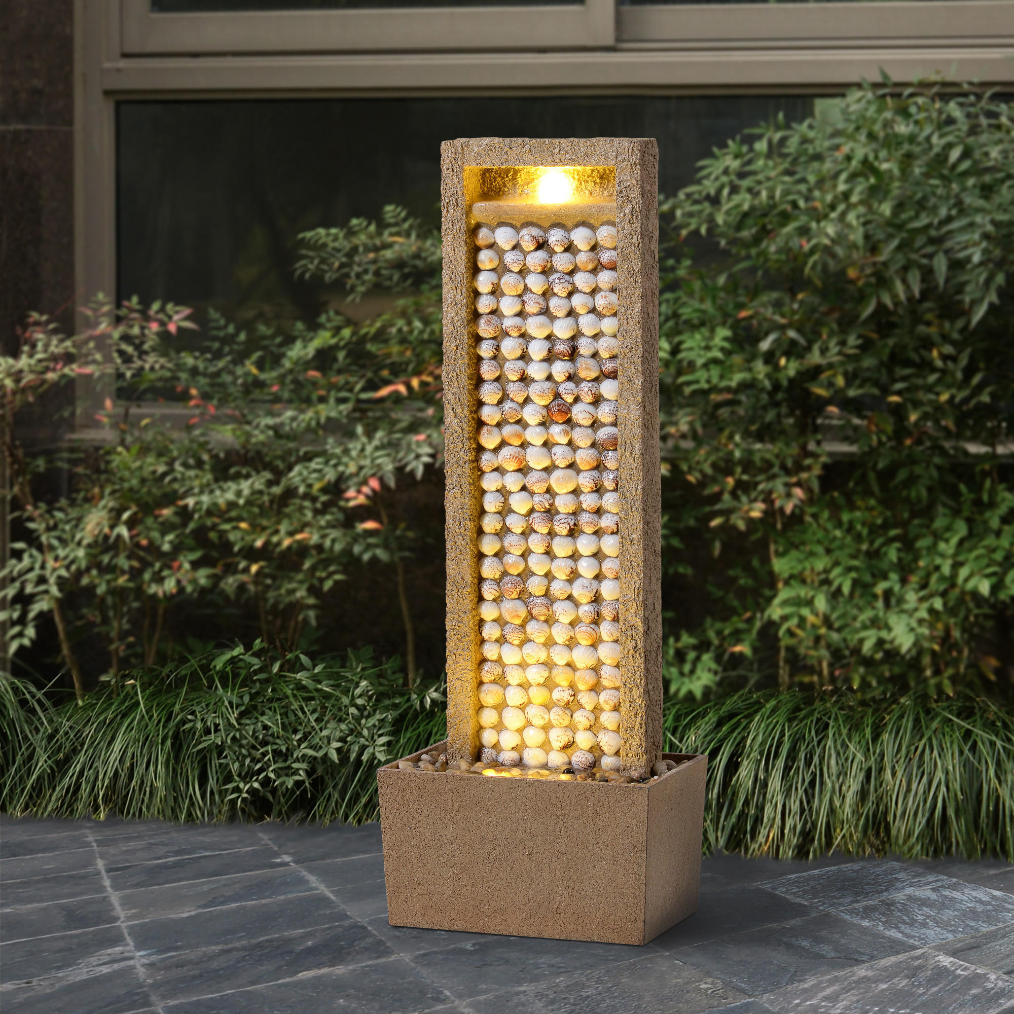 GARTENBRUNNEN Wasserfall braun - Braun, Kunststoff (34/22/92cm) - Teamson Home