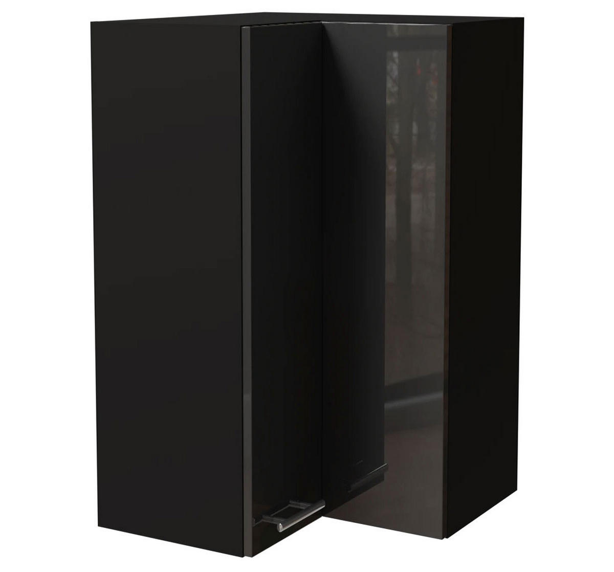 ECKHÄNGESCHRANK Essen W14/60 Graphit Hochglanz / Schwarz Matt 60 / 60 / 96cm - Schwarz/Graphitfarben, Holz/Holzwerkstoff (60/96/60cm) - Feldmann-Wohnen