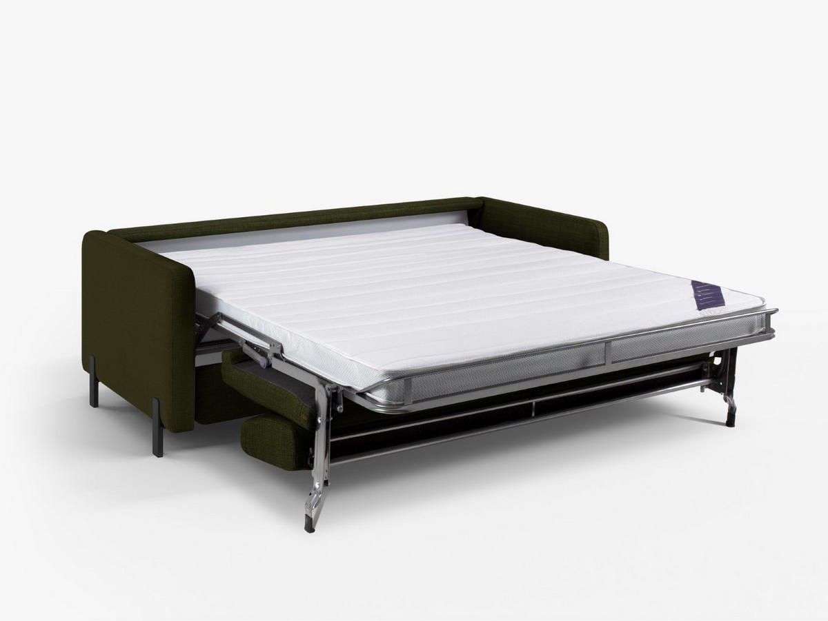 SOFA ausklappbar Gloria aus strukturiertem Stoff grün 3 Sitzplätze - Grün, Textil (102/80/202cm) - Micadoni