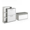 SCHUHKIPPER Orlando Beton 2 Teile, mit Sitzbank - Weiß/Grau, Holzwerkstoff (80/90/39cm) - Vicco