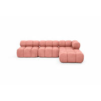 ECKSOFA L-Form Modulare, Veloursstoff Salvador, Rosa, Rechts, Selia - Rosa, Holz (285/160cm) - Kaiser Möbel