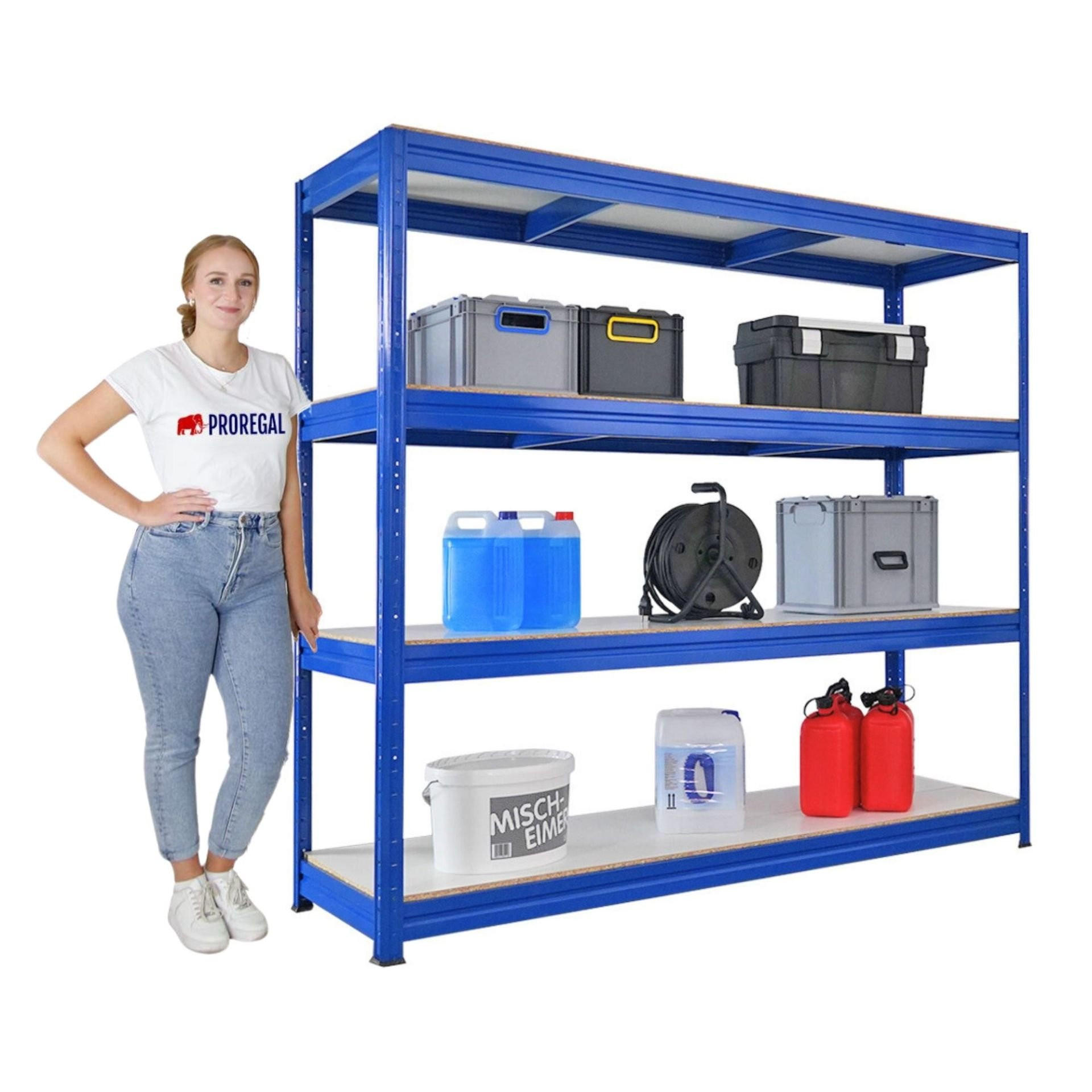 SCHWERLASTREGAL Dino 180x200x60cm Melamin-Ebenen Blau - Blau, Metall (200/180/60cm) - PROREGAL