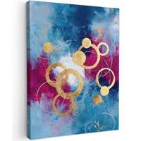 LEINWANDBILD Kreise - Gold - Abstrakt Wandbild Wohnzimmer 60x80 cm - Blau, Textil (60/80cm) - MuchoWow