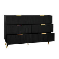 KOMMODE aus Spanplatte 120x77x40cm in Schwarz mit 6 Schubladen - Schwarz, Holzwerkstoff (120/77/40cm) - Modfu