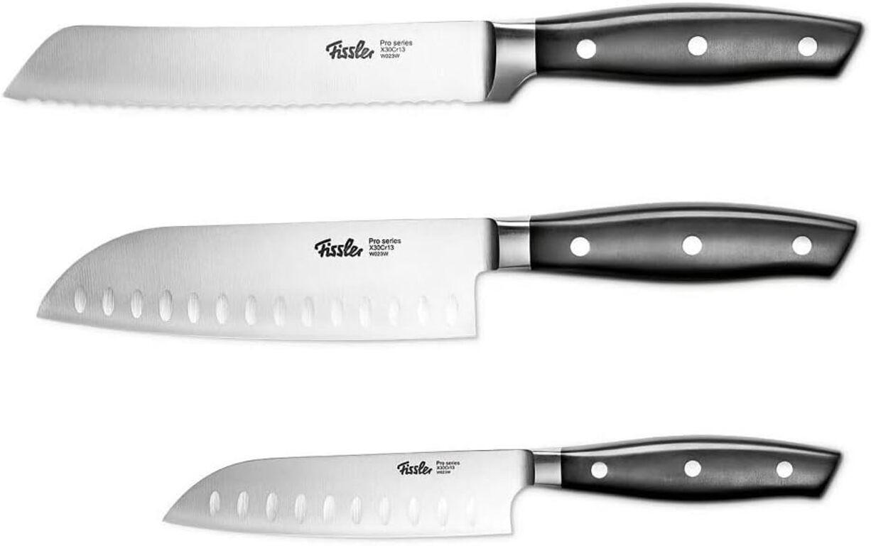 MESSERSET Profi Silber 3-Teilig - Silberfarben/Schwarz, Kunststoff/Metall - Fissler