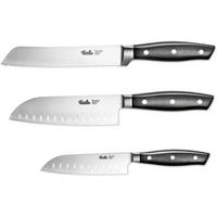 MESSERSET Profi Silber 3-Teilig - Silberfarben/Schwarz, Kunststoff/Metall - Fissler