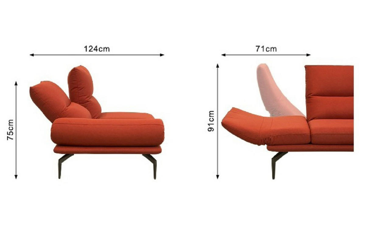 ECKSOFA KIMI Rot Webstoff - Rot/Schwarz, Textil (300/170cm) - KAWOLA