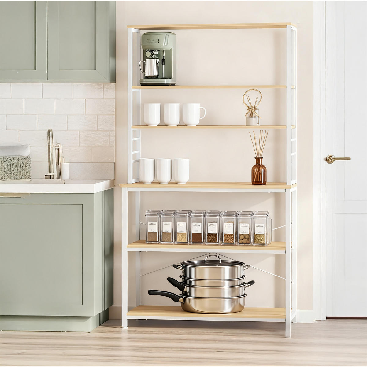 KÜCHENREGAL - Weiß, Holzwerkstoff/Metall (100/167/40cm) - Relaxdays