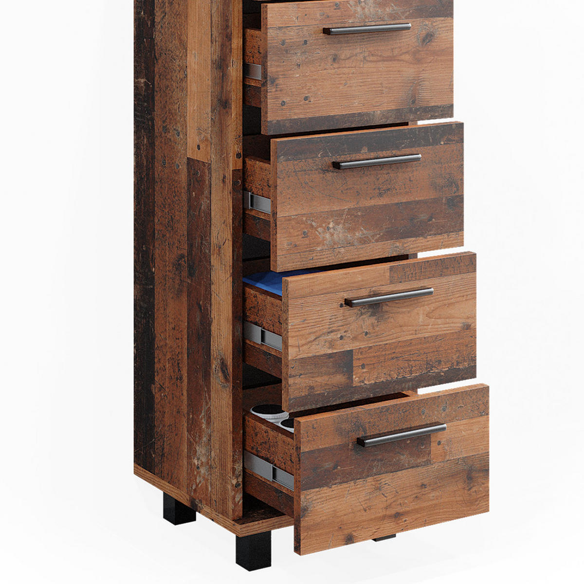 MIDISCHRANK Ilias Eiche rustikal 30 x 95 cm mit 5 Schubladen - Wildeiche, Holzwerkstoff (30/95/30cm) - Vicco