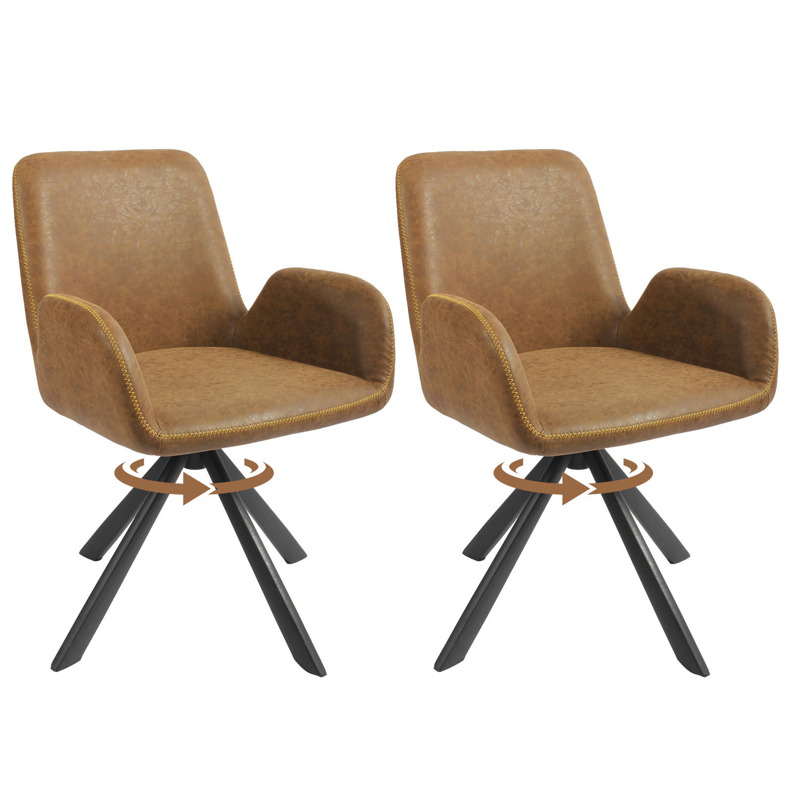 ARMLEHNSTUHL-SET 2 Stück in Lederlook(YZ7) - Dunkelbraun, Textil (56/82/59cm) - HOMAVO