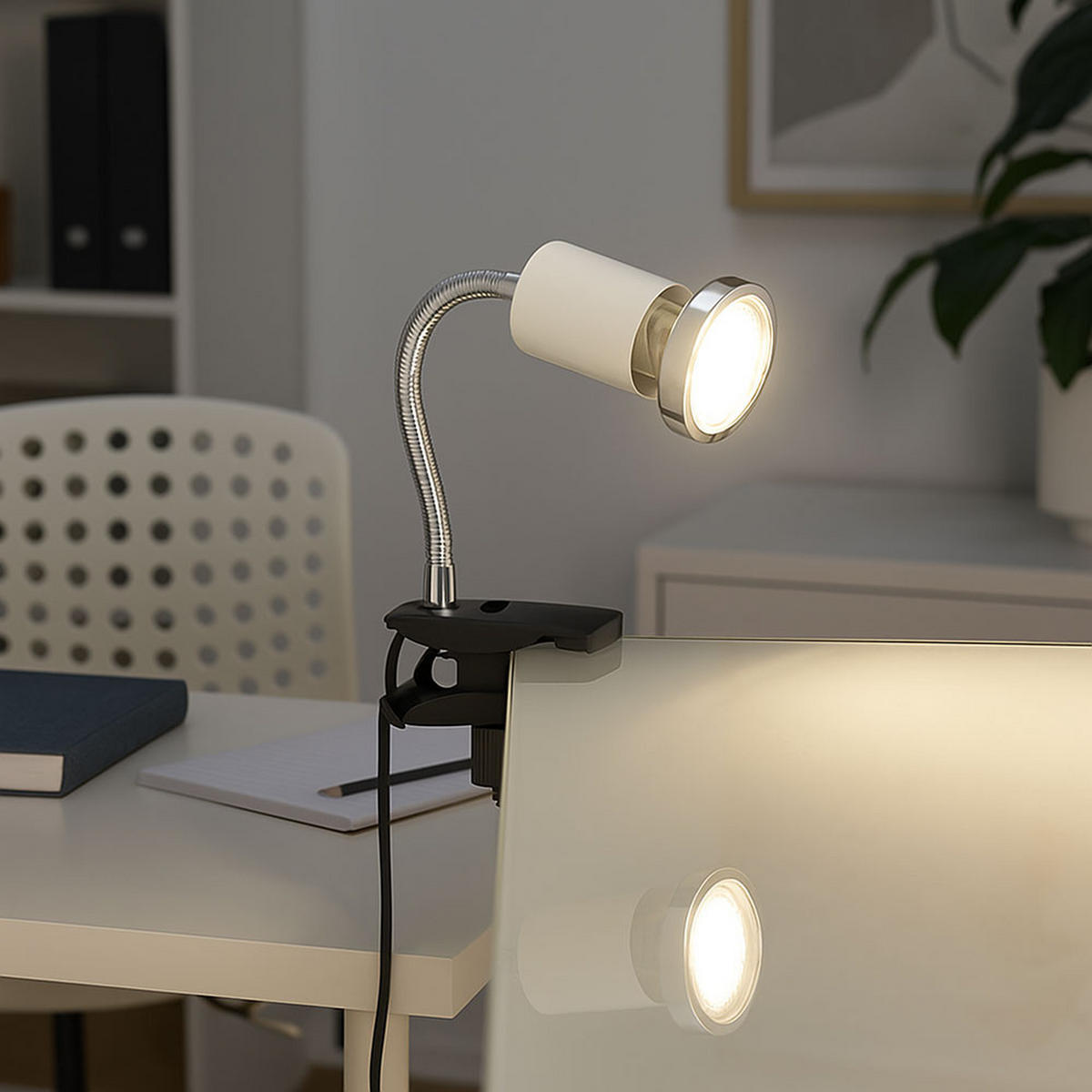 LED TISCHLEUCHTE Metall Weiß flexibel - Weiß, Glas (9/3.5/14cm) - Briloner