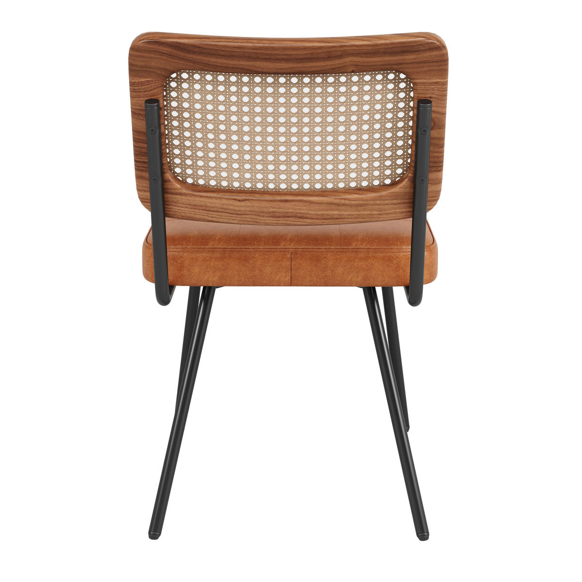 ESSZIMMERSTUHL 2-Tlg Kunstleder Rattan, Ergonomisch Retro - Braun, Metall (61/79/46cm) - FLIEKS