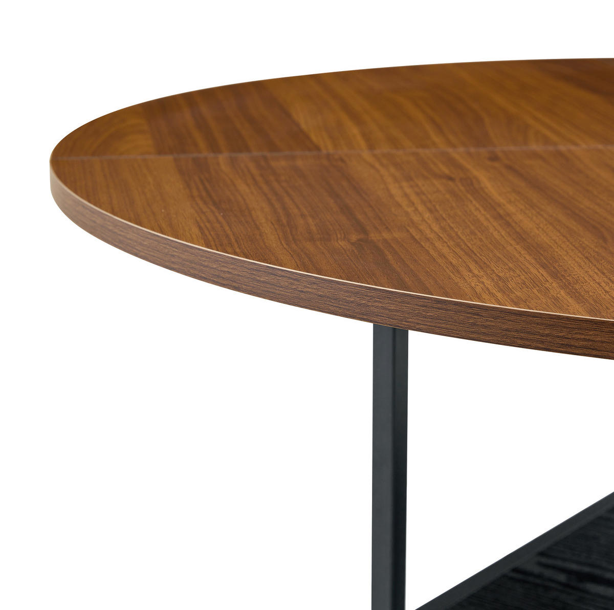 ESSTISCH 107/75 cm Schwarz/Walnuss aus MDF und Metall mit Ablage - Schwarz, Holzwerkstoff (107/107/75cm) - OKMYHOME