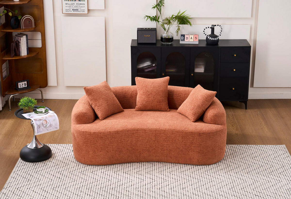 SOFA 2-Sitzer extra tiefe Sitzfläche Chenille Coral - Braun, Kunststoff (153/63/94cm) - Meubliv