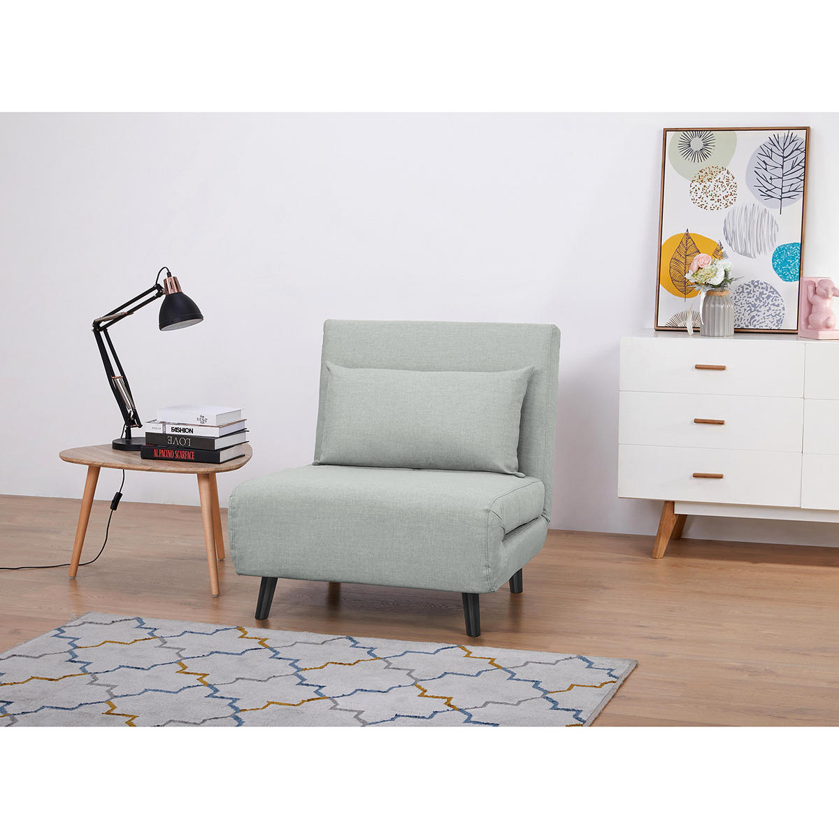 SCHLAFSESSEL - Textil / Teilmassivholz - Hellgrau/Schwarz, Holz/Buchenholz (77/81/90cm) - home24