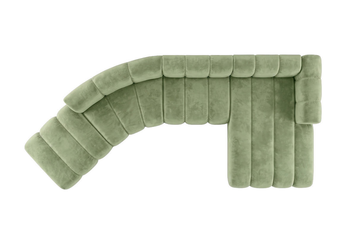 ECKSOFA Modulares In L-Form, Velvet-Stoff Riviera, Olive, Rechts, GRAND Round - Olivgrün, Holz (445/179cm) - Kaiser Möbel
