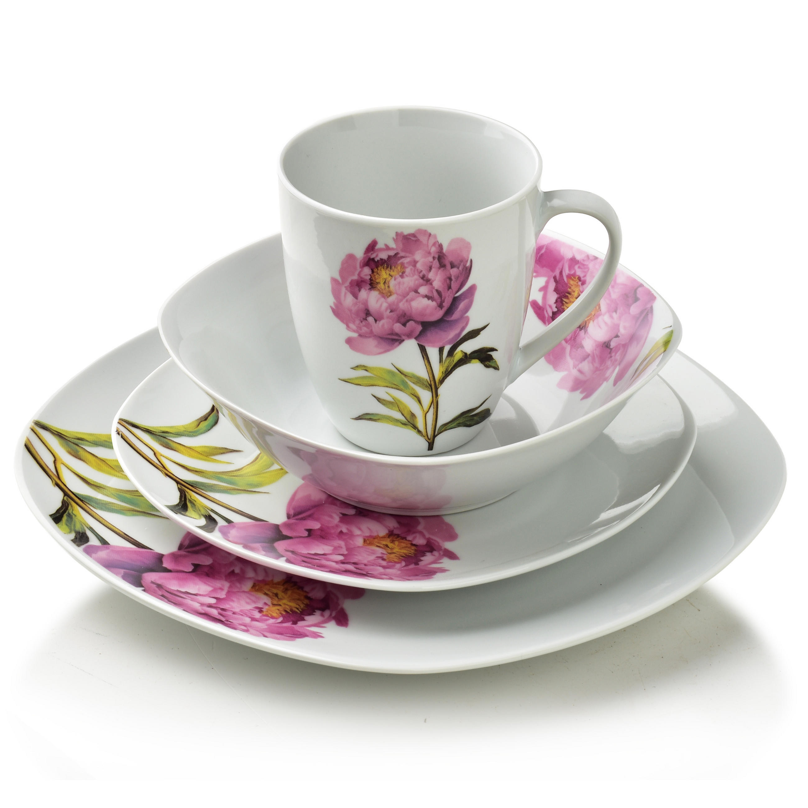 GESCHIRR-SET Lea 16-tlg Rosa 30/30/40cm Porzellan - Rosa, Keramik (30/40/30cm) - Mondex