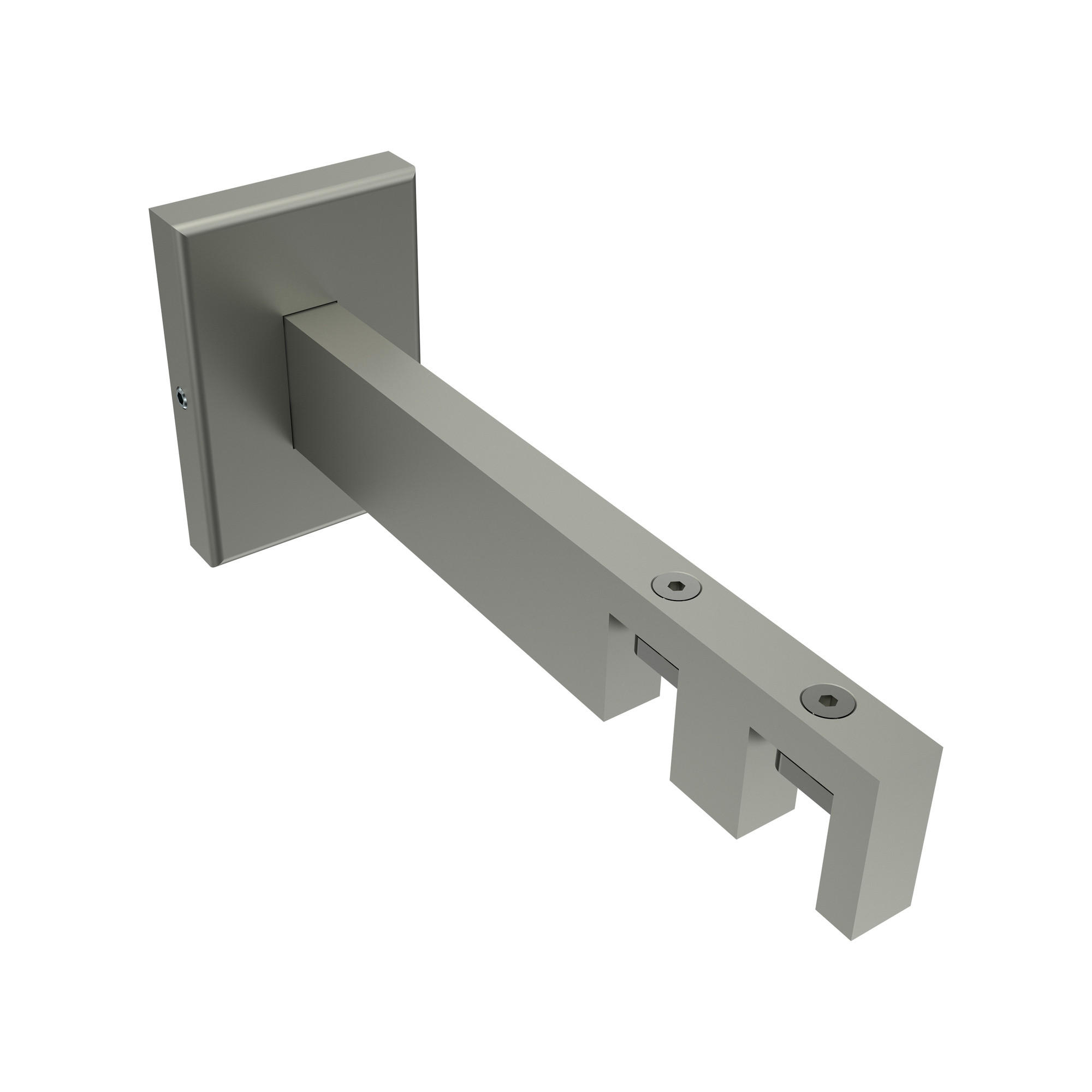 TRÄGER FÜR INNENLAUFSTANGEN 14x35 mm, Smartline 2-läufig lang, Edelstahl-Optik - Edelstahlfarben, Metall (14.5/6.5/4.5cm) - INTERDECO