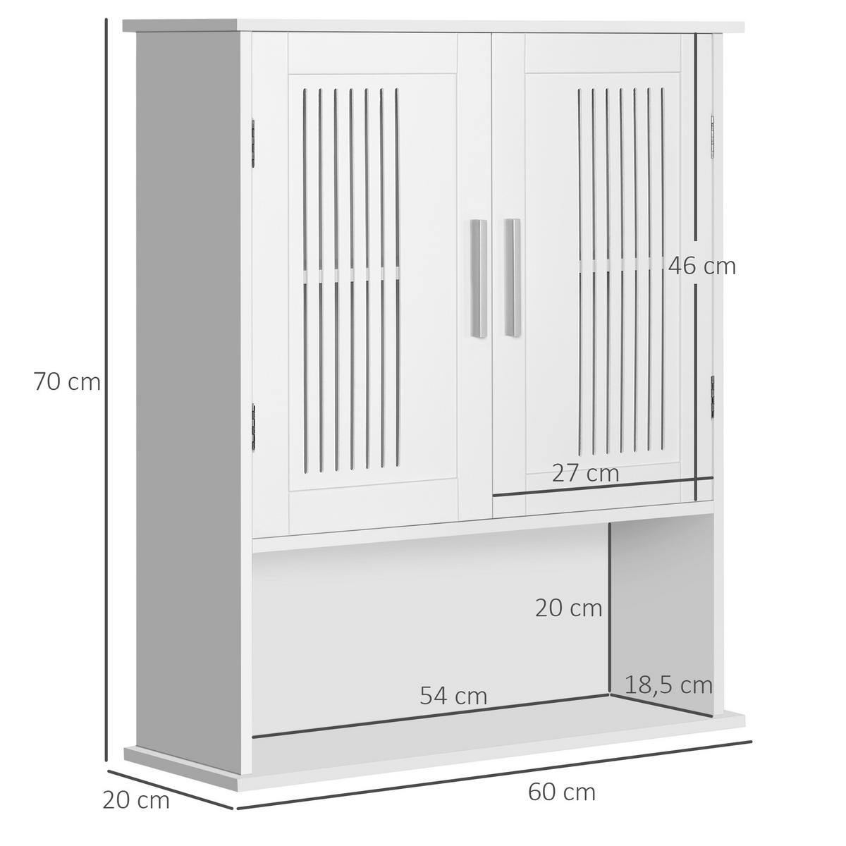 HÄNGESCHRANK DE-15906 mit 2 Türen & verstellbarem Einlegeboden Weiß - Weiß, Holzwerkstoff (20/70/60cm) - ComfortXL