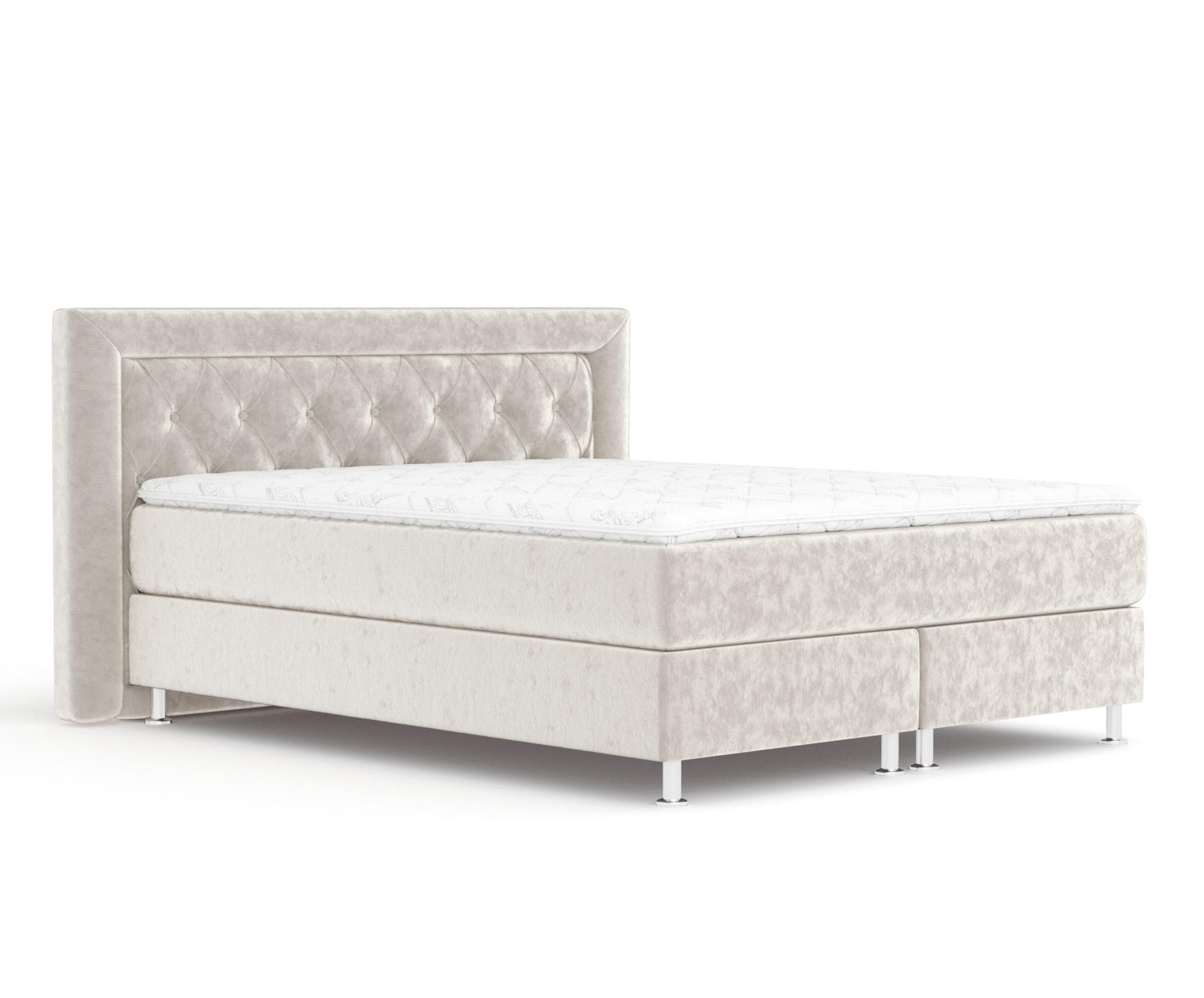 BOXSPRINGBETT Lavello Ecru 180/200 cm mit Latex-Topper - Ecru/Silberfarben, Holz/Holzwerkstoff (180/200cm) - Maison de Reve