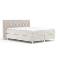 BOXSPRINGBETT Lavello Ecru 180/200 cm mit Latex-Topper - Ecru/Silberfarben, Holz/Holzwerkstoff (180/200cm) - Maison de Reve