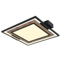 LED DECKENLEUCHTE Metall Schwarz Matt Holzoptik - Schwarz, Metall (50/45/6cm) - Globo Lighting