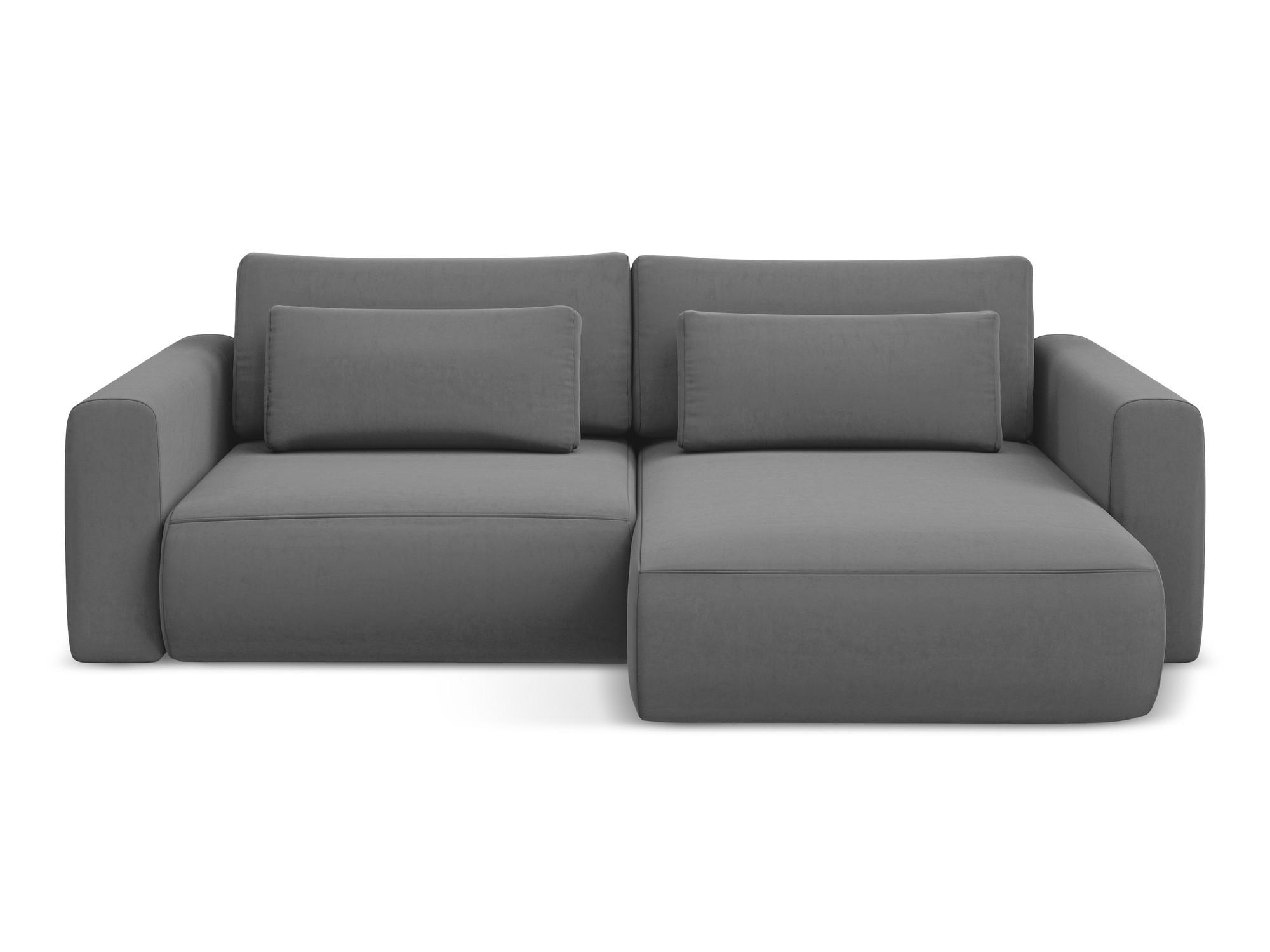 ECKSOFA mit Schlaffunktion Samt Stoff Grau - Schwarz/Grau, Kunststoff/Textil (240/149cm) - Makamii