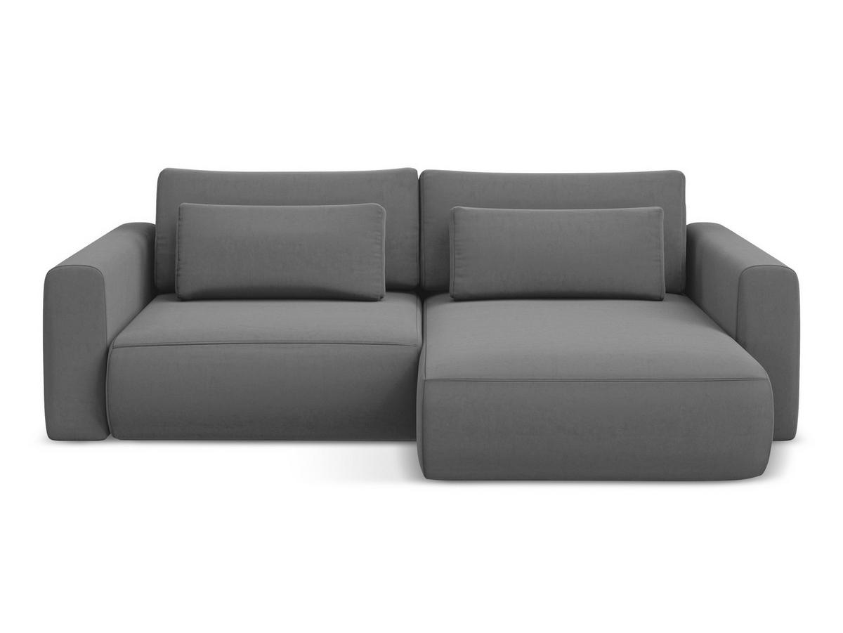 ECKSOFA mit Schlaffunktion Samt Stoff Grau - Schwarz/Grau, Kunststoff/Textil (240/149cm) - Makamii