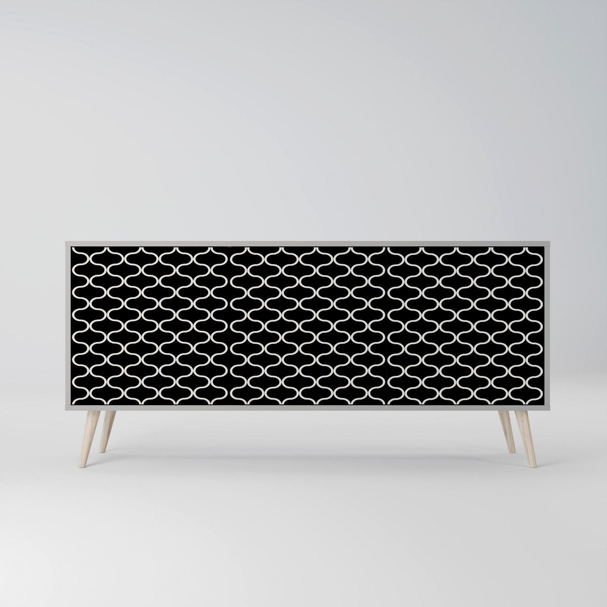SIDEBOARD TESSELATED BLACKNESS, Eicheneffekt, 164,5x42x77,5 cm, 3 Türen - Eichefarben/Buchefarben, Holzwerkstoff/Buchenholz (164.5/77.5/42cm) - SpaceRebels