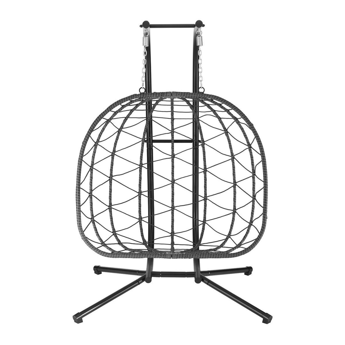 XXL-KORBHÄNGESESSEL Aria grau inkl. waschbare Bezüge - Grau, Kunststoff/Metall (130/197/127cm) - Juskys