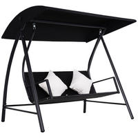 2-SITZER Hollywoodschaukel Schaukel Polyrattan Metall mit Kissen 360kg Schwarz - Schwarz, Metall (124/179/198cm) - Outsunny