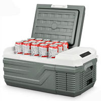 MINIKÜHLSCHRANK 15L Auto 12V/24V/230V mit Gefrierfach - Grau, Metall (32.8/26.3/60.2cm) - Coonoor