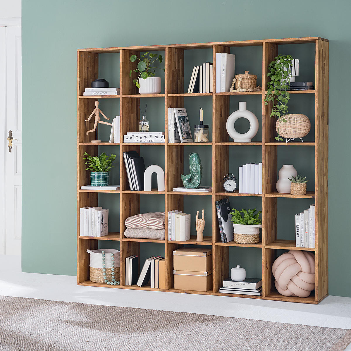 REGAL - Massivholz - Eichefarben, Holz (186/186/35cm) - home24