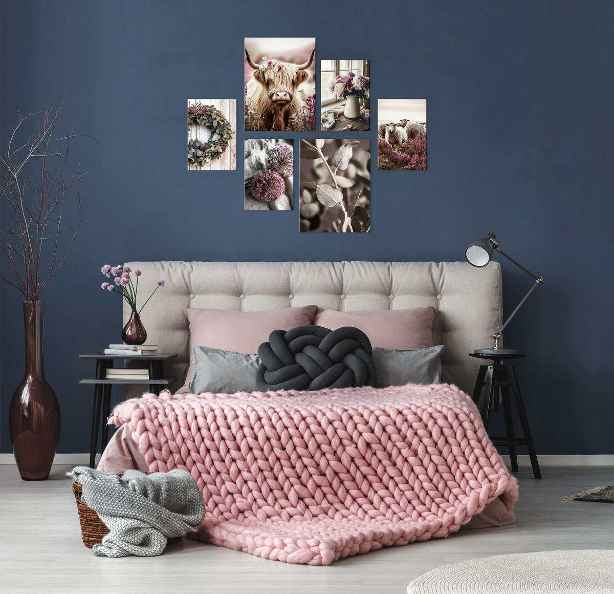 BILDERSET 6er-Set 30x40 cm + 20x30 cm Boho Landhaus - Beige, Kunststoff (105/85cm) - artissimo