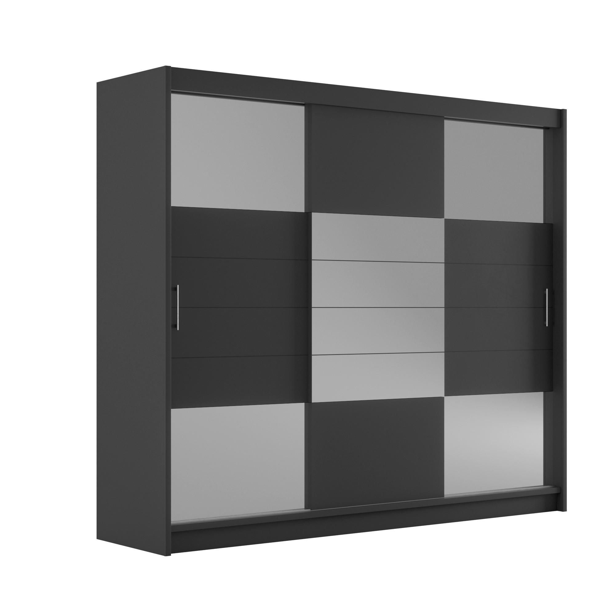 SCHWEBETÜRENSCHRANK KALISTA 250/215/61 cm 2-türig mit Spiegel Graphitfarben - Graphitfarben, Holzwerkstoff (250/215/61cm) - MASSENO