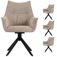 DININGSESSEL Ginosa - 4er Set - drehbar - beige - Beige/Schwarz, Textil/Metall (62/90/66cm) - bene living