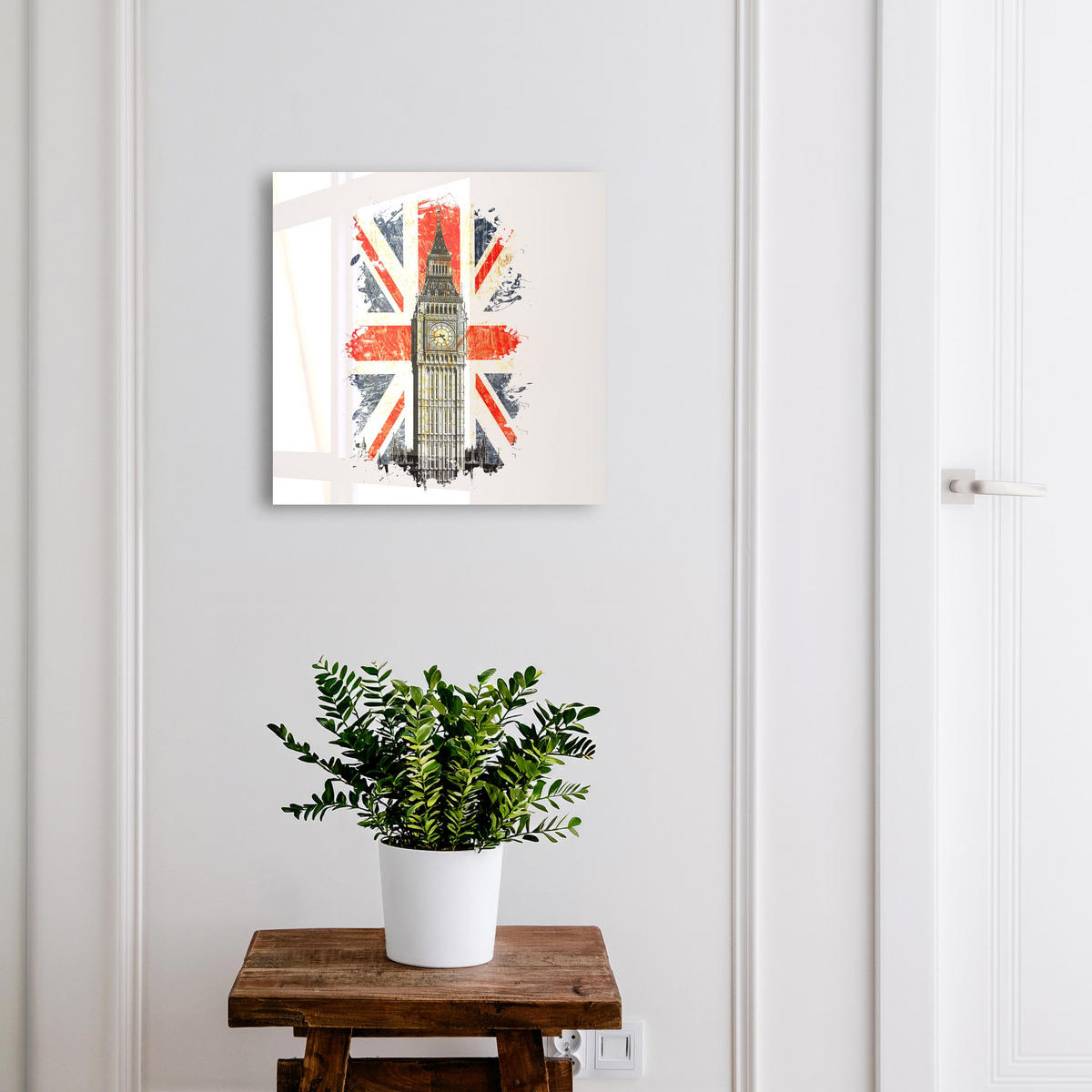 SCHLÜSSELBOX Schwarz 30x30 cm- Türöffnung nach rechts - Britisches Symbol - Rot, Metall (30/30/5cm) - TULUP