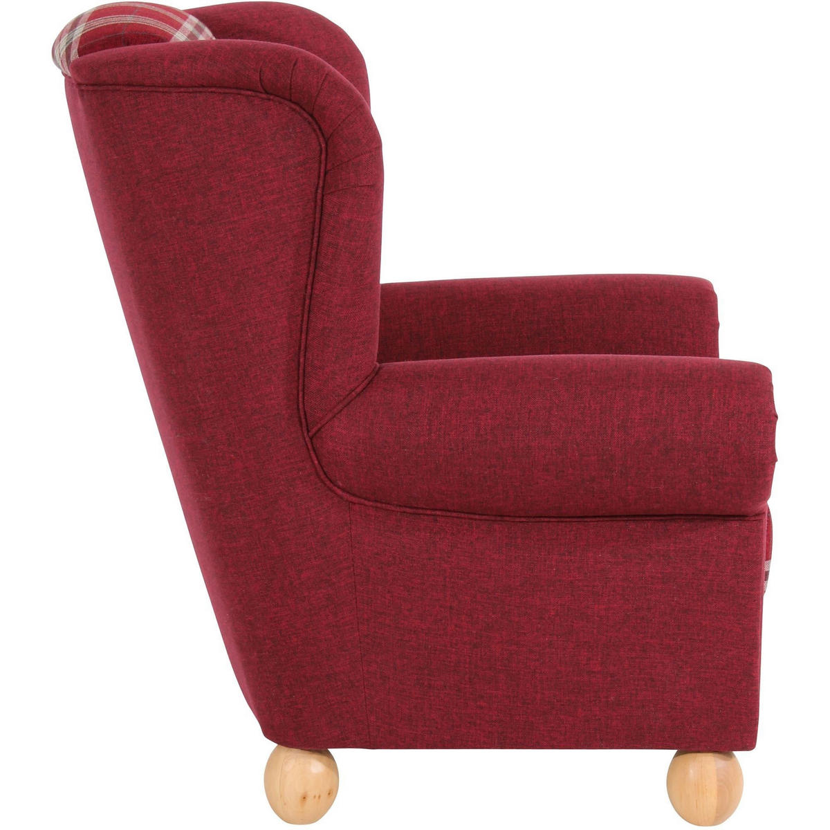 OHRENBACKENSESSEL Kasha Bezug Flachgewebe Buche natur / rot - Rot/Buchefarben, Kunststoff (93/103/87cm) - 58aufmkessel