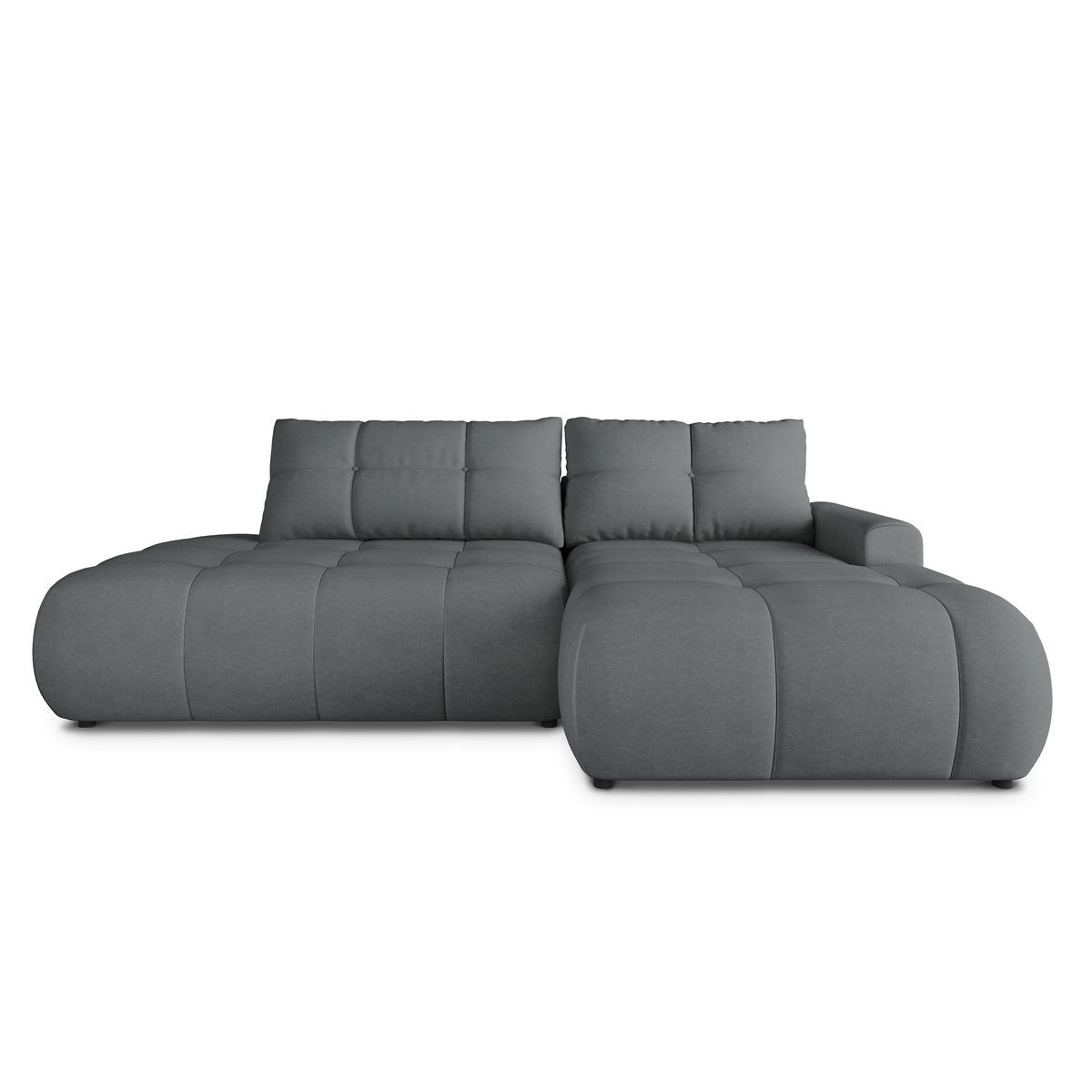 ECKSOFA FLUMA CL R-S Grau Samtstoff mit Schlaffunktion - Grau, Holzwerkstoff/Textil (279/158cm) - MASSENO