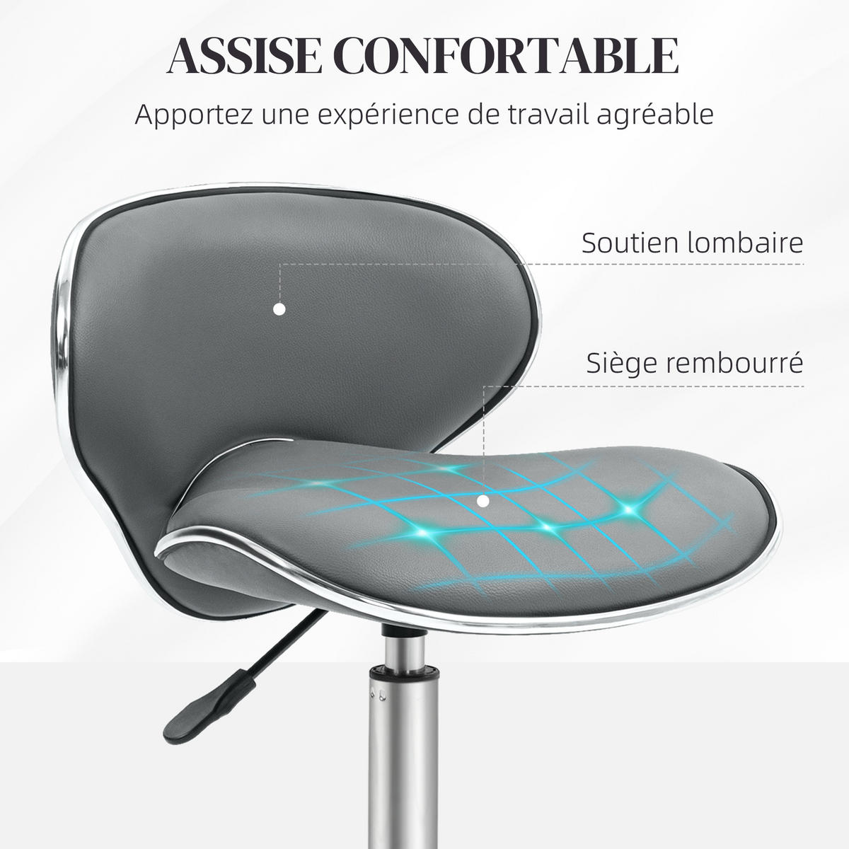 BÜROHOCKER DE-18036 höhenverstellbar 44-56 cm, Sattelform Grau - Grau, Metall (48/74/44cm) - ComfortXL