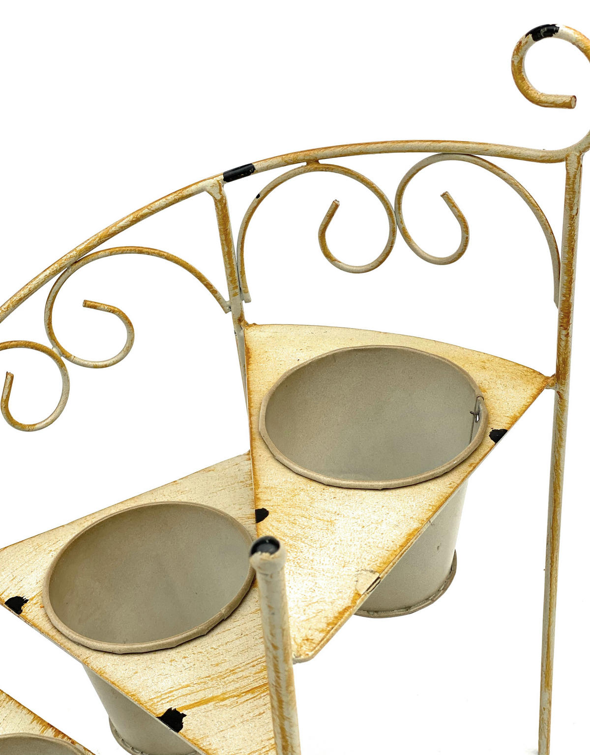 BLUMENTREPPE Metall 38 cm Blumenständer mit 3 Töpfe Gelb - Gelb, Metall (33/38/21cm) - DanDiBo