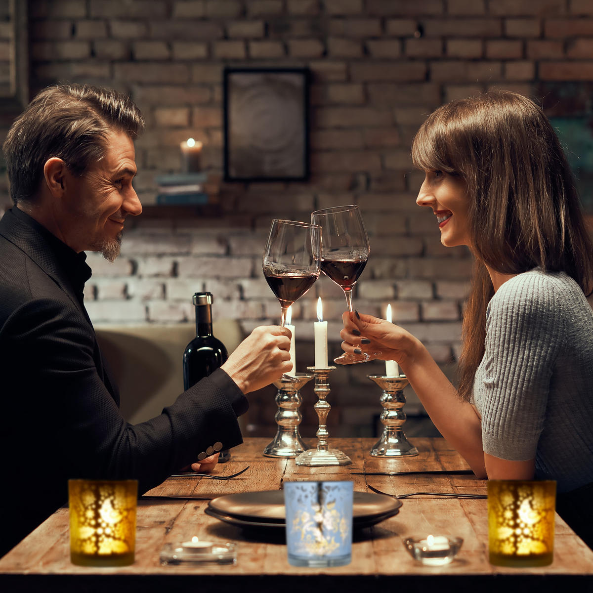 12xTEELICHTGLÄSER - Multicolor, Glas (8.5cm) - Relaxdays