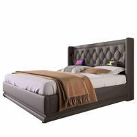 POLSTERBETT 140/200 cm mit Bettkasten, LED und USB-C in Schwarz - Schwarz, Kunststoff (140/200cm) - BEAOK