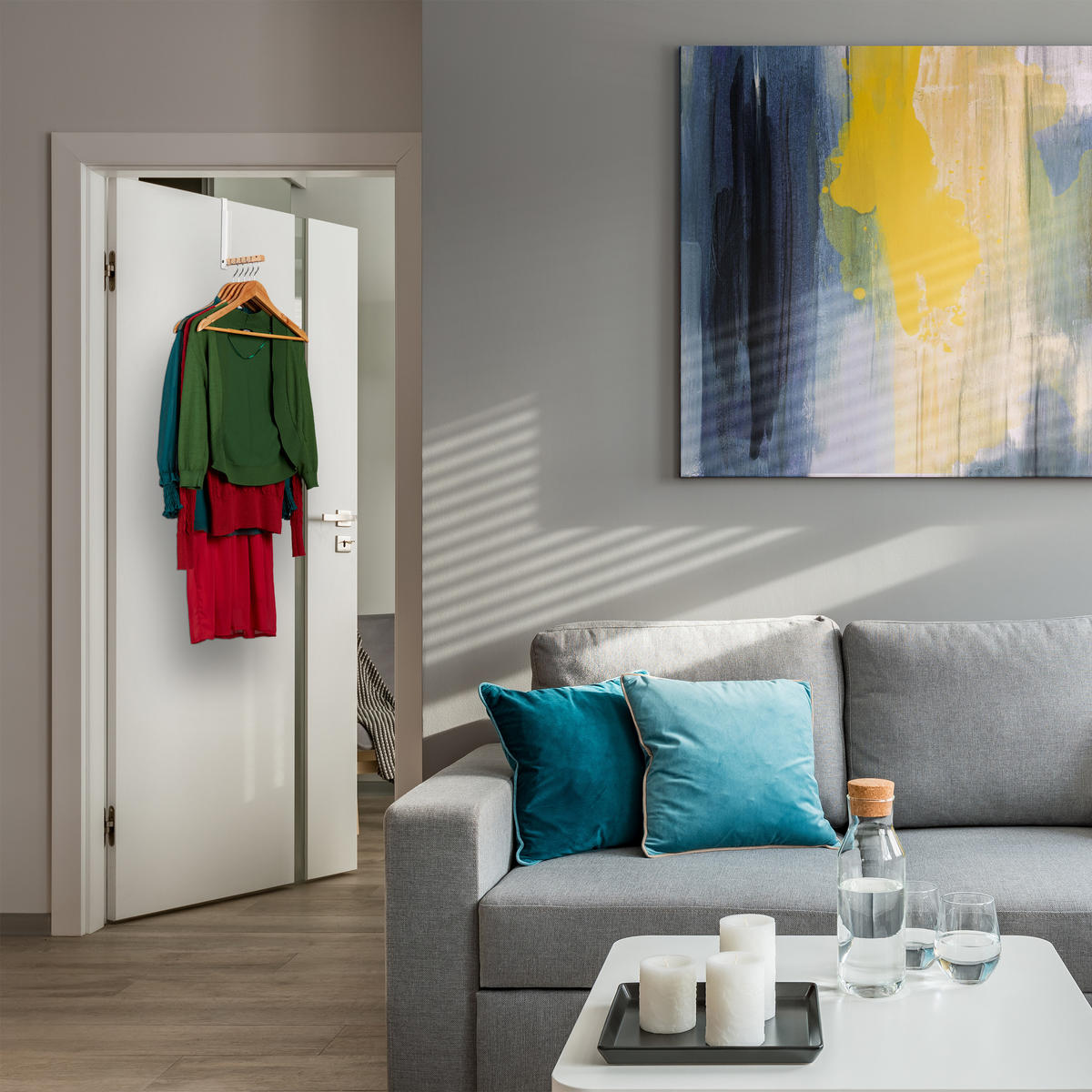 TÜRGARDEROBE klappbar - Multicolor, Holz/Metall (2.5/21/18cm) - Relaxdays