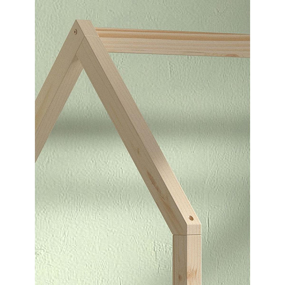 HAUSBETT Kandace 90x200 Kiefer massiv natur mit Dachaufbau & Schublade - Kieferfarben, Holz (90/200cm) - 58aufmkessel