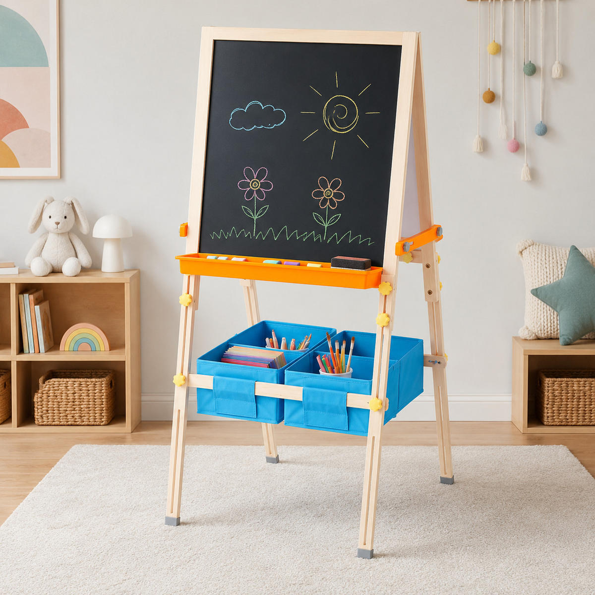 KINDER-STAFFELEI HOLZ Kleiner Künstler Vangogh, Blau, 130cm - Blau, Holz (67/130/63cm) - Teamson Kids